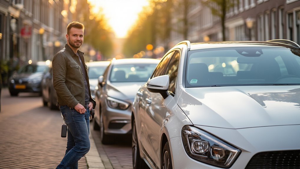 Man bij zijn verzekerde auto