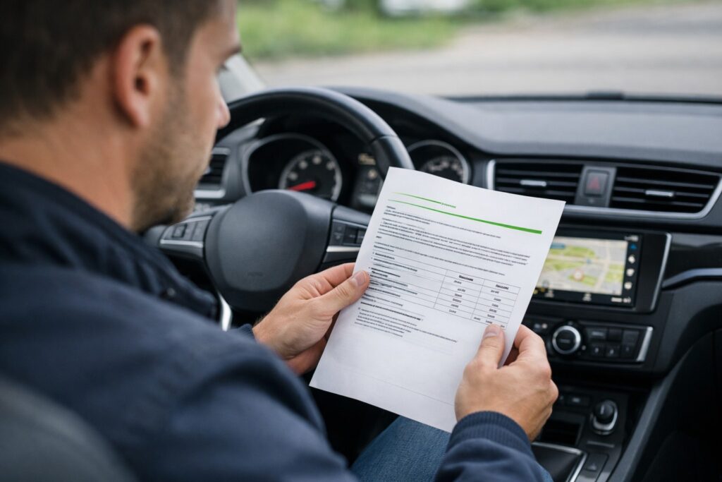 Man vult online formulier in voor autoverzekering op laptop.