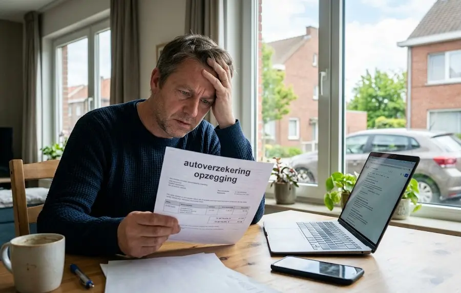 Bestuurder bestudeert de polisvoorwaarden en de CIS-registratie na een rijontzegging.