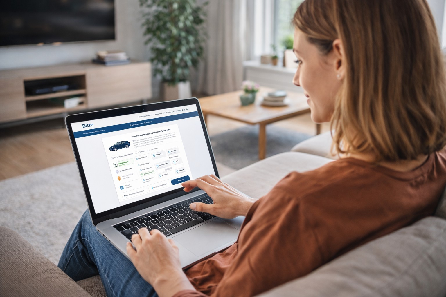 Een klant sluit eenvoudig online zijn Ditzo autoverzekering af via de website.