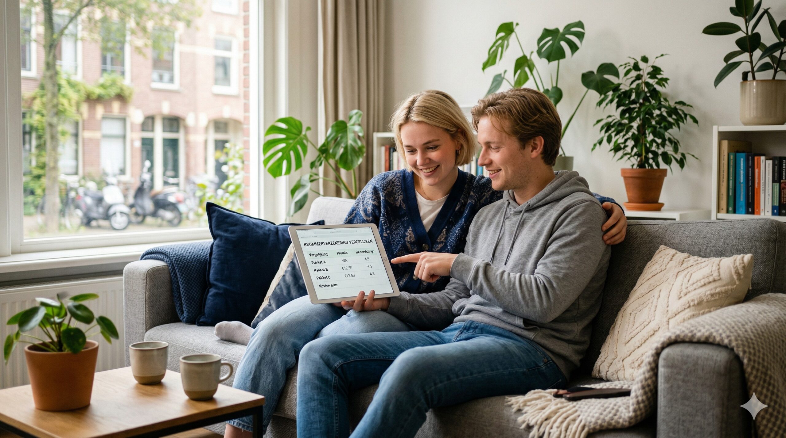Iemand vult snel zijn gegevens in op een smartphone om direct een scooterverzekering af te sluiten.