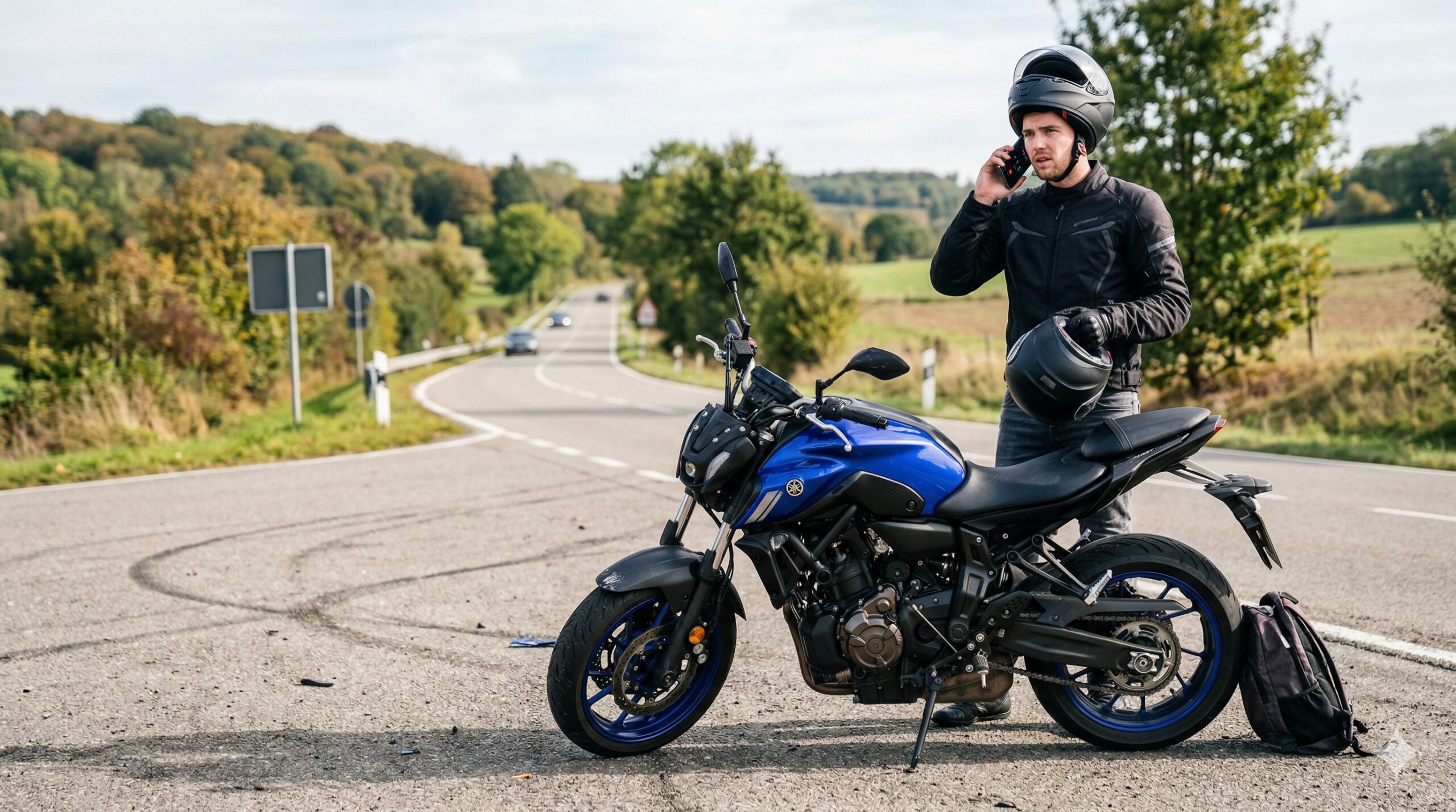 Een persoon belt een motor verzekering voor noodgevallen.