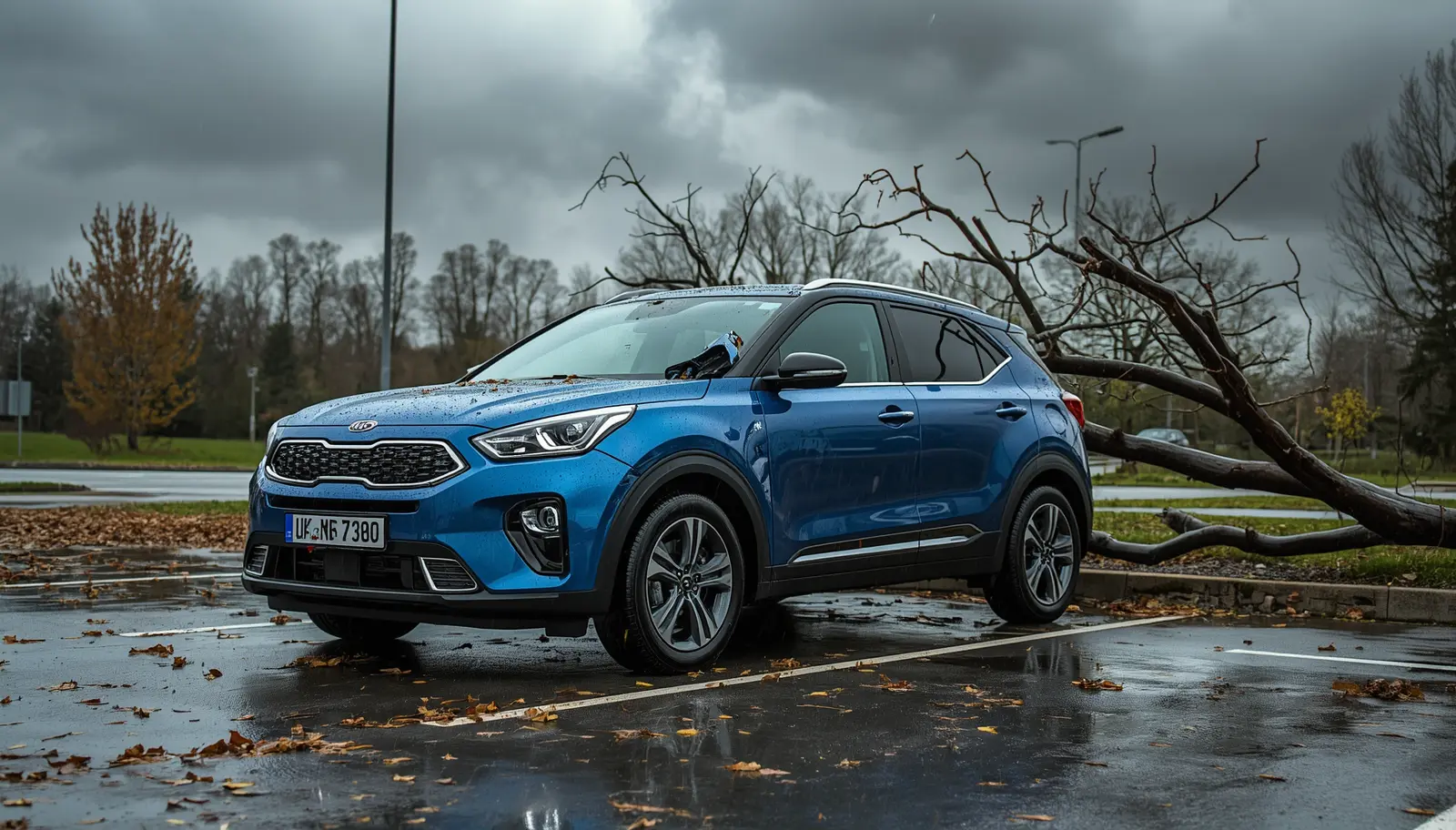 Beschadigde Kia Stonic na Hevige Storm