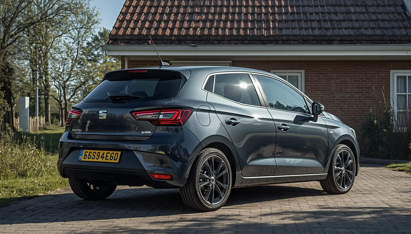 Seat Ibiza met bescherming tegen diefstal geparkeerd
