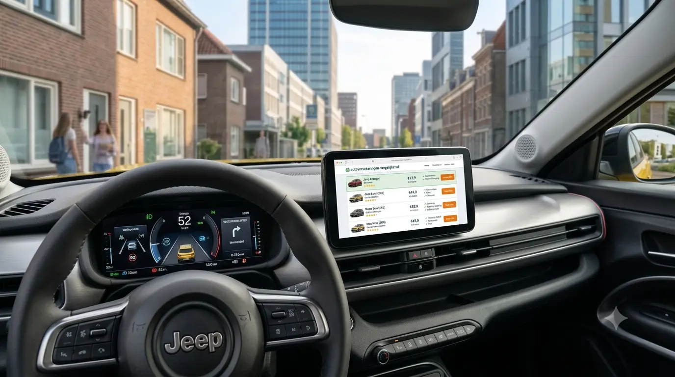 Jeep Avenger interieur met 10,25-inch infotainment en invloed op verzekeringspremie