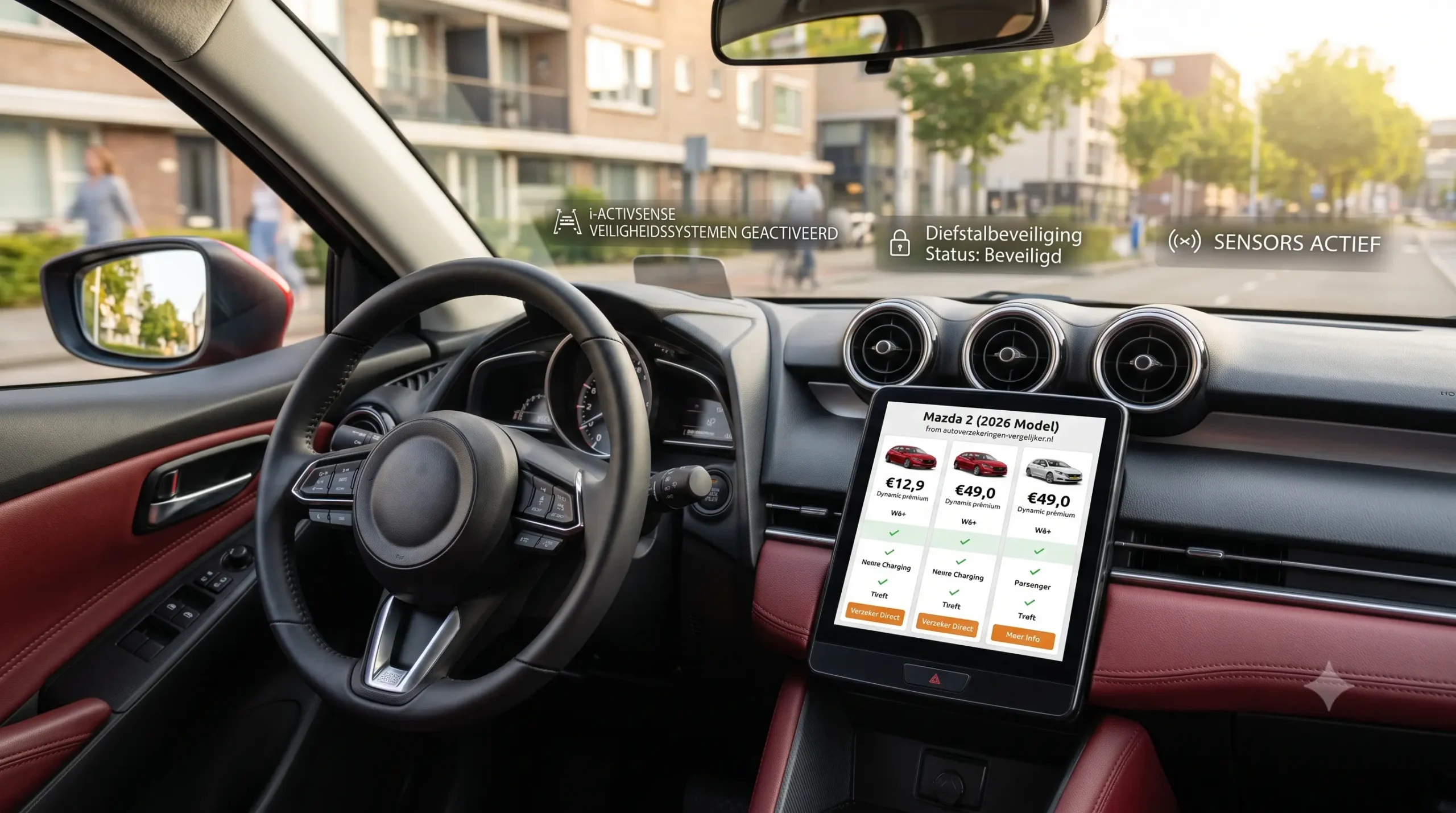 Mazda 2 interieur met i-ACTIVSENSE veiligheidssystemen
